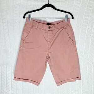 Asos Men's Chino Shorts Cuff Hem Mid Length Casual Salmon Pink - M